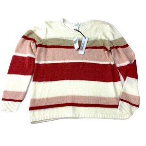 Workshop Color Block Striped Sweater NWT Pink Multi Combo Size L MSRP $68